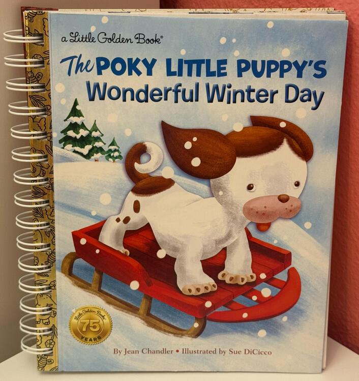 Spiral bound journal made from The Poky Little Puppy's Wonderful Winter Day, item #CL113