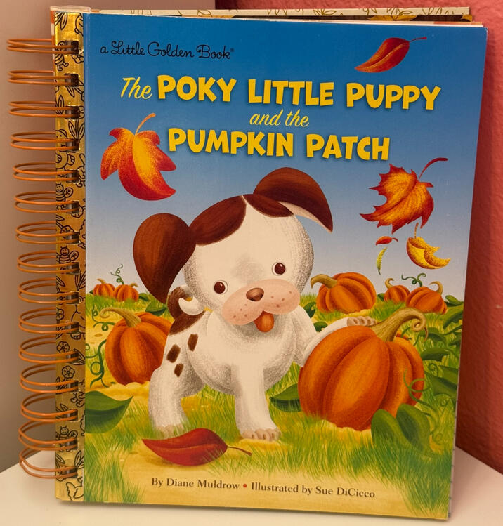 Spiral bound journal made from The Poky Little Puppy and the Pumpkin Patch, item #CL39